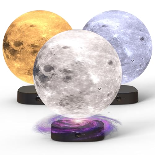 Lámpara de mesa lunar 3D impresa 6 pulg con base negra miniatura 2