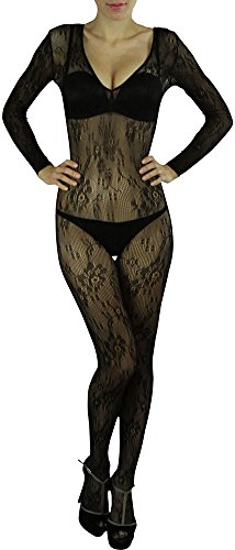 Image of ToBeInStyle Women's Long Sleeve Bodystocking Bodysuit Lingerie Regular & Plus Sizes