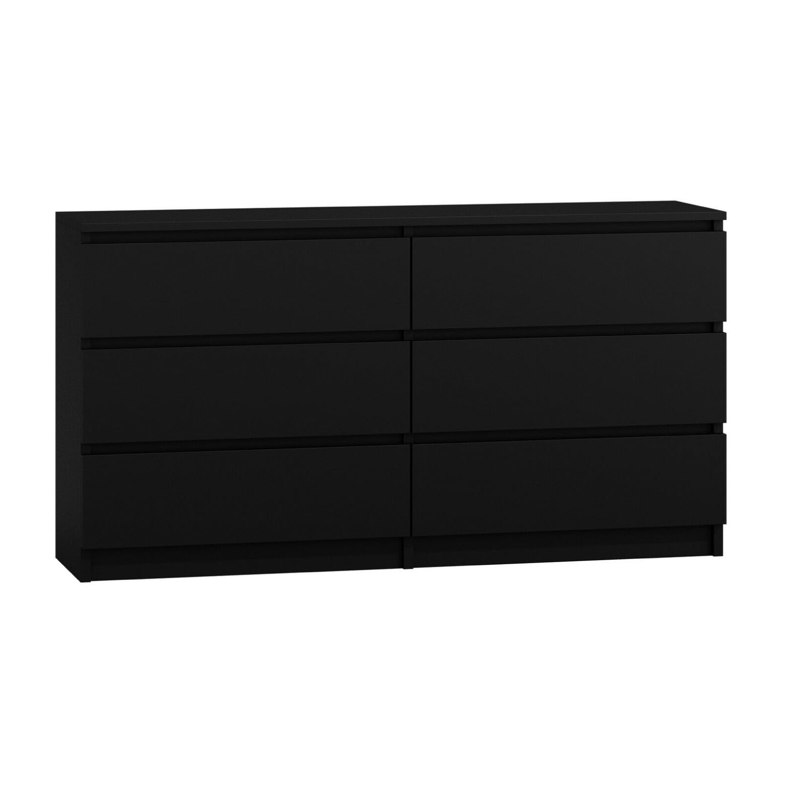 WHATSIZE ENTERPRISE – Moderna – Large Chest of Drawers – Contemporary 6 Drawer Wide Dresser & Filing Cabinets - Office, Lounge & Bedroom Furniture Storage Cabinet, Black