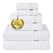 Hotel & Spa Quality, Absorbent and Soft Decorative Kitchen and Bathroom Sets, Cotton, 6 Piece Turkish Towel Set, Includes 2 Bath Towels, 2 Hand Towels, 2 Washcloths, Snow White