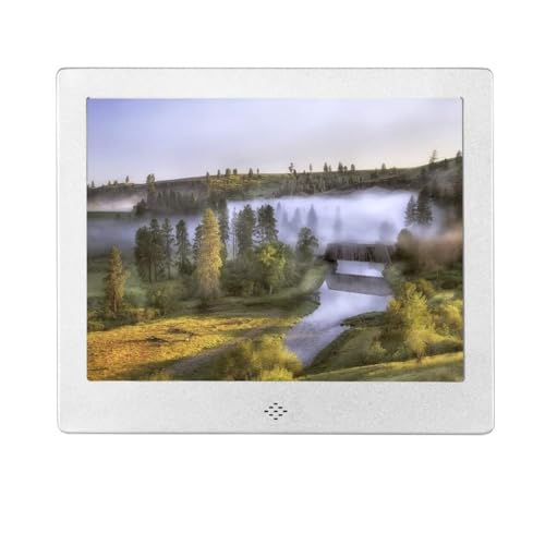 Marco de Fotos Digital, Marco de Fotos Digital con Pantalla de 8 Pulgadas 1024X768 Álbum de imágenes HD Soporte MP3 MP4 Reproductor de Video Reloj Calendario con Control Remoto, Dorado, Regalo austr