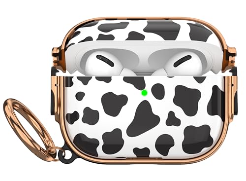 Image of Maxjoy for AirPods Pro 3rd Generation Case with Lock, Cute AirPods Pro 3 Case Lock Protective Hard AirPod Pro 3 Cover for Women Men with Keychain for Airpod Pro 3rd Gen Cover 2025, Cow Print