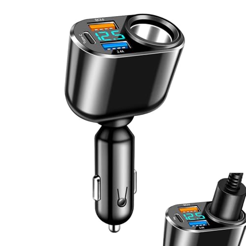 サムコス 車載充電器 usb 急速充電 4in1 Type-C/QC3.0/2.4A/シガーソケット車 充電器 12V/24V カーチャージャー android/IQOS/iPhone対応用 しがーソケット カー用品