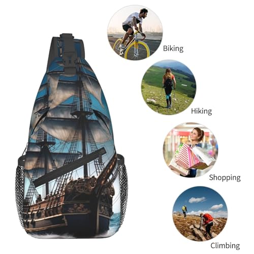 Bolso tipo bandolera Pirate Ship para hombre y mujer negro miniatura 6