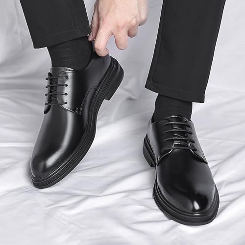 Men's Black Leather Dress Shoes - Lace-Up, Soft & Anti-Slip Rubber Sole, Comfortable Lining for Business, Weddings, and Daily Wear - Ideal for Professionals and Grooms2