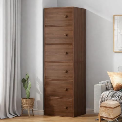Image of 6-Door Morden Wooden Collapsible Wardrobe for Storage /Space Saving Wooden Wardrobe with Doors /Collpsible Storage Organiser /Living Room -Mapple (Walnut, 6 Layer)