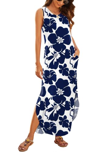 Image of Hount Women's Casual Summer Sleeveless Dress Loose Split Maxi Dresses with Pockets