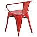 Flash Furniture Luna Commercial Grade Red Metal Indoor-Outdoor Chair with Arms