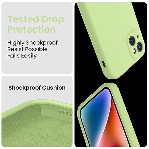 Image of FireNova Designed for iPhone 13 Case, Silicone Upgraded [Camera Protection] Phone Case, Soft Anti-Scratch Microfiber Lining Inside, 6.1 inch, Tea Green