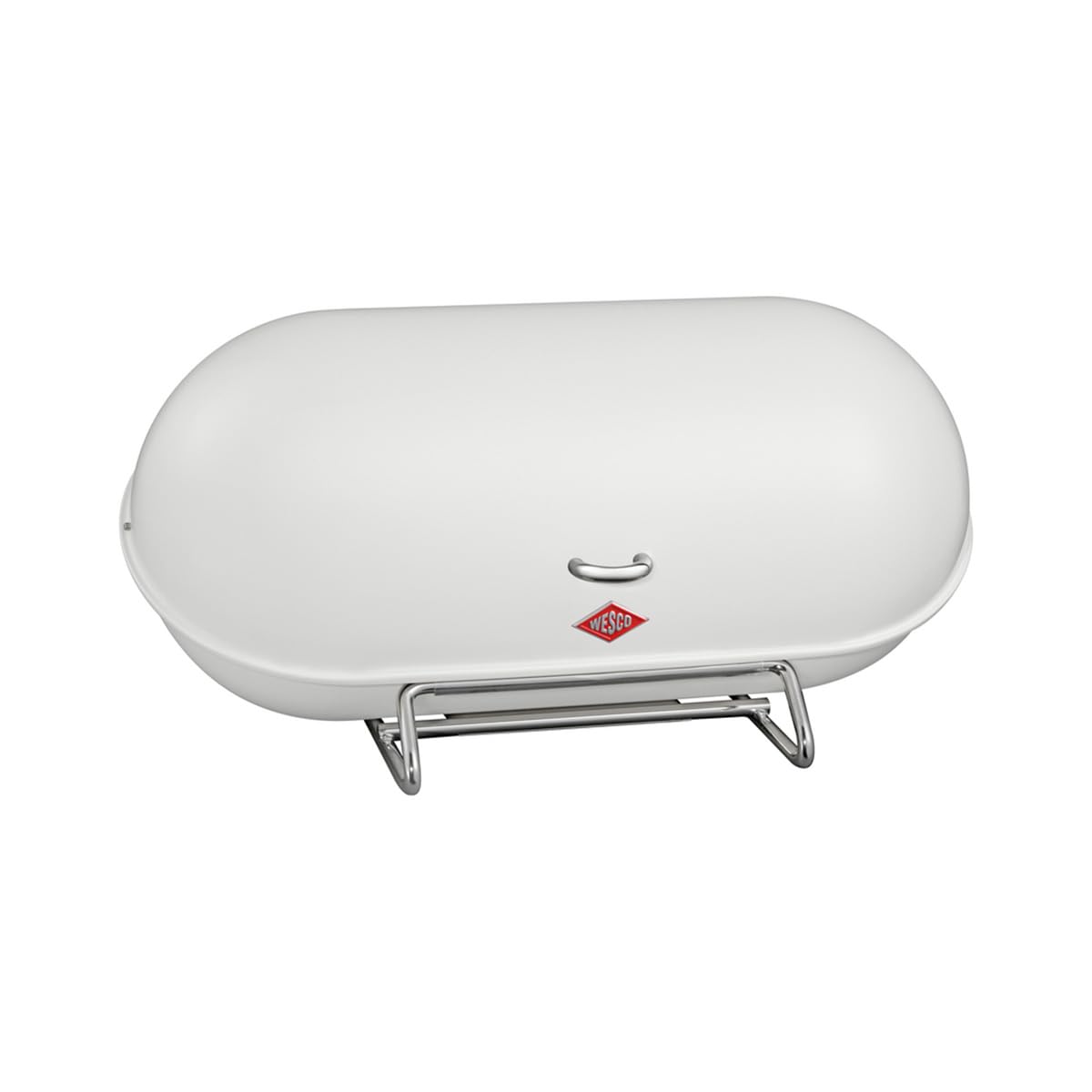 WESCO Boîte à pain Breadboy avec couvercle pivotant sans clapet de couleur blanc mat, tôle d'acier revêtue par pulvérisation, trous d'aération et poignée stable