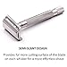 Parker Semi-Slant Safety Razor – Satin Chrome Finish | Smooth, Efficient Double Edge Wet Shaver for Men | Slanted Cutting Action + 5 Platinum Blades Included | Iconic Brand