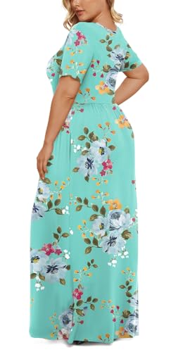 Image of LONGYUAN Women's Plus Size Maxi Dresses Summer Short Sleeve Casual Long Dress 2026 XL-6XL
