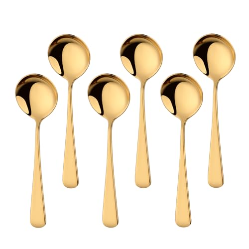 Soup Spoons Set Stainless Steel 6 Pcs Gold