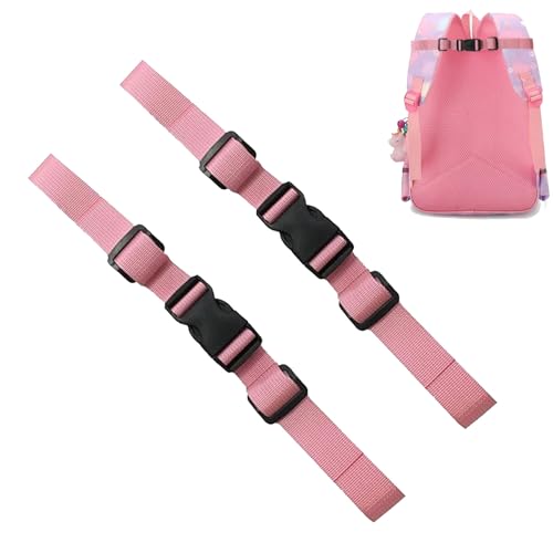 Hxjfnb 2 Stück Verstellbarer Brustgurt,Brustgurt für Schulranzen,Robust und Haltbar,Rucksack Brustgurt,Nylon Brustgurt mit Schnalle Heavy Duty Schultergurte für Rucksack Schulranzen Wandern(Rosa)