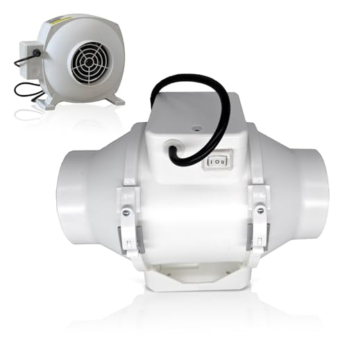 GROWMANIA Extractor de Aire TT para Cultivos de 100 MM | Kit Extractor Olor con Caudal de Aire 187 m³/h Ideal para Armarios de Cultivo | Fácil de Instalar | 2 Velocidades | Silencioso