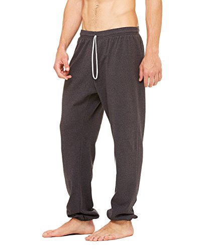 Bella Canvas Unisex Fleece Long Scrunch Pant, Large, DK Grey Heather3