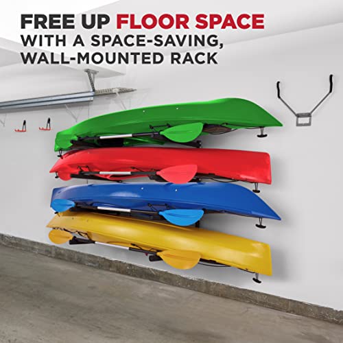 Raxgo Wall Kayak Storage Rack, Heavy Duty Wall Mounted Garage Kayak Storage Hooks For Kayaks, Sup, Canoe & Paddleboard, For Indoor, Outdoor, Garage, Adjustable Arms - Universal Design #TOP5