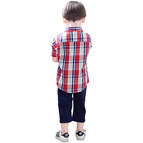 Kid Boy Summer Plaid Short Sleeve Cotton Shirt3