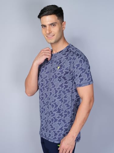 Image of TECHNOSPORT Men Polyester Regular Fit Half Sleeve Jacquard T-Shirt with Double Cool, Quick Dry & Anti Microbial for Sports, Running & Casual Use