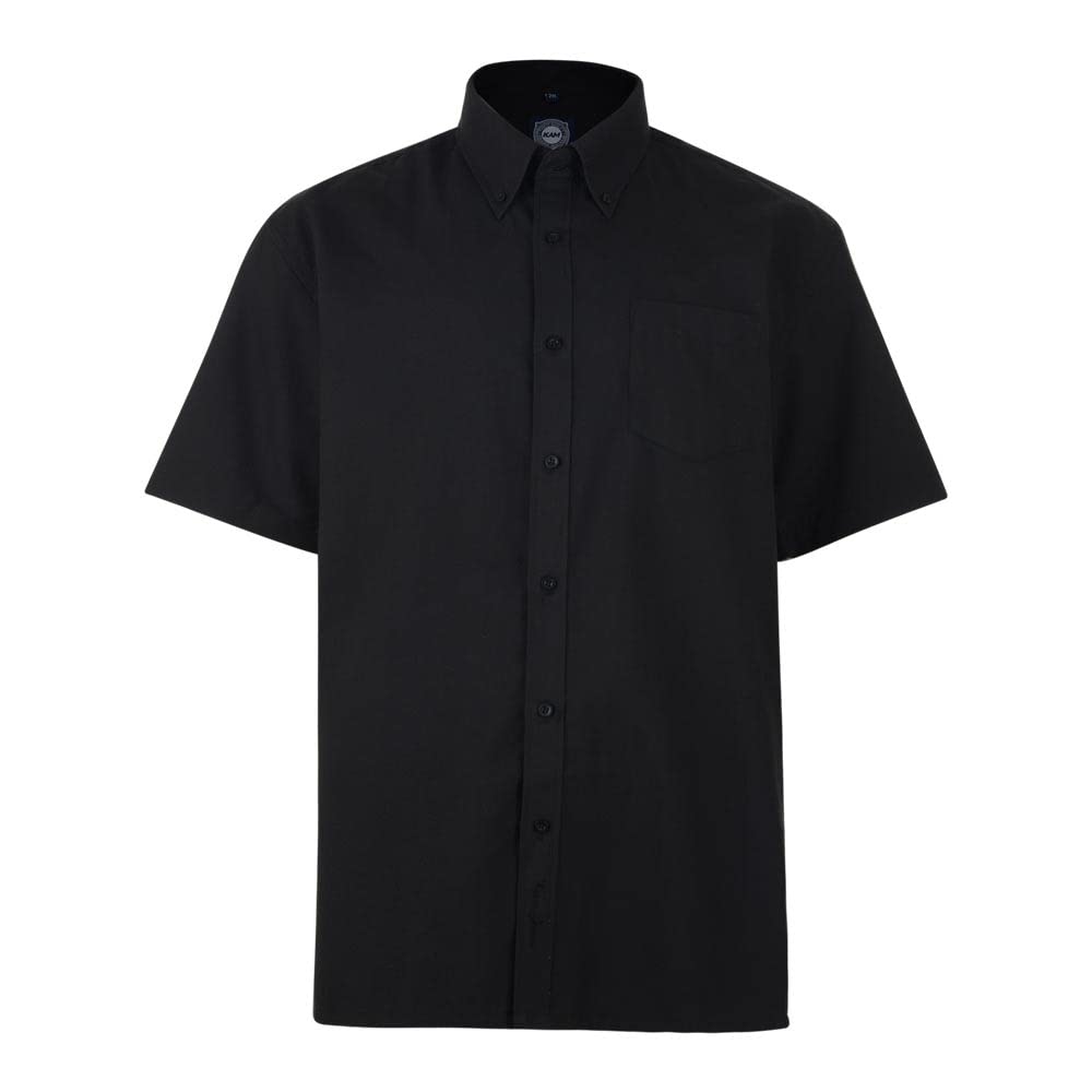 Kam Men's Black Short Sleeve Shirt For Plain Casual Office Wedding Business Basic Button Up 7XL