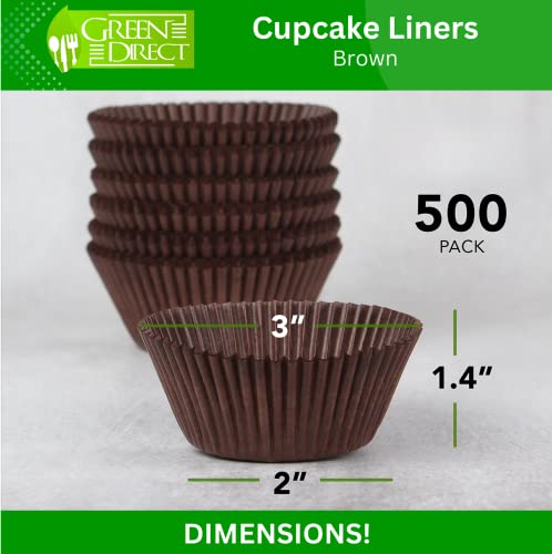 Green Direct Cupcake Liners - Standard Size Brown Cupcake Wrappers To Use For Pans Or Carrier Or On Stand - Paper Baking Cups Pack Of 500 #TOP2