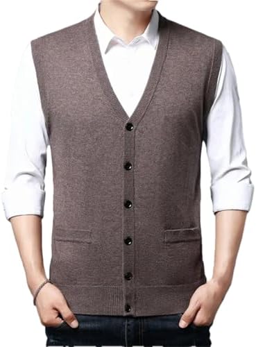 Gilet Con Bottoni Senza Maniche Gilet Maglione Senza Maniche Cardigan In Lana Da Uomo Maglieria In Maglia Senza Maniche Uomo - Foto 9