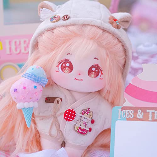 niannyyhouse 20cm Plush Doll Long Hair Girl Humanoid Stuffed Body no Attribute 8" Normal Body Wearable Clothing Dress Up Gifts (a-13-with Skeleton) - Image 2
