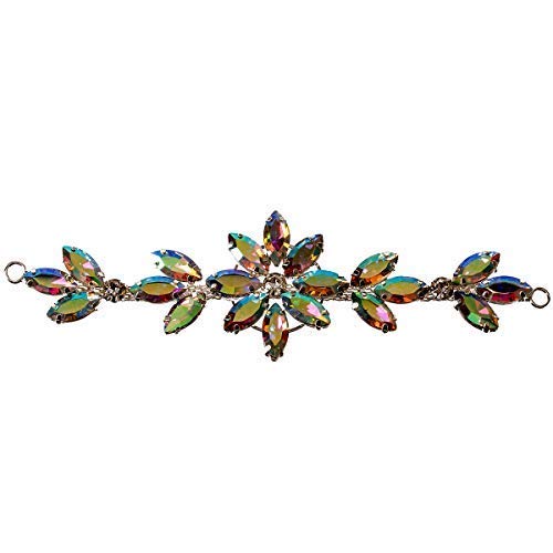 Trimming Shop Gorgeous Clear AB Crystals Rhinestone Diamante Motif Sewing Applique Patch for Wedding Bridal Dress Casual or Formal Wear Fashion Accessories