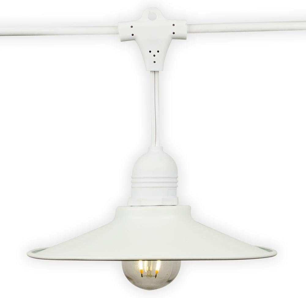 Classic Metal Patio Light Bulb Shade Cover for Outdoor Commercial String Lights, E26, White by PaperLanternStore
