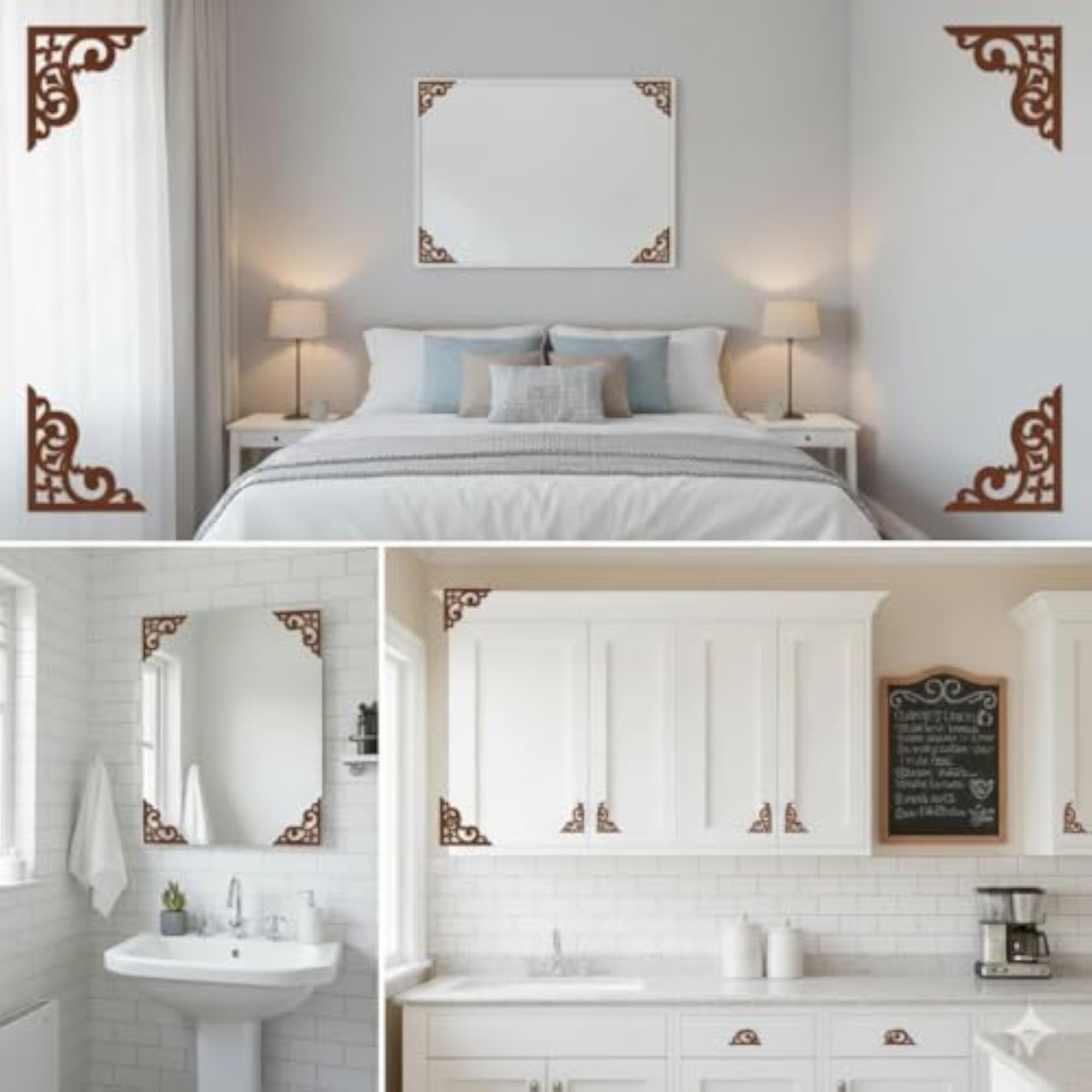 Mirror Acrylic Corner Stickers, 3D Reflective Wall Decor, Set of 4