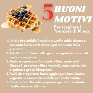 Preparato Almar per Pancake e Waffle Senza Allergeni, Uovo, Glutine e Latte, Contiene Semi di Lino e OMEGA3, VEGANO, Uso Professionale e Domestico, 100% Made in Italy – 10 Colazioni Lattina da 500g