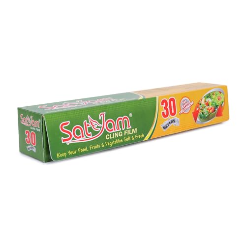 Image of Satyam Cling Film, 30 Metres x 30 cm, Multipurpose Food Wrapping Paper Food Grade Wrap, Biodegradable Food Wrapping Roll Food Storage & Wrapping for Freshness (Pack of 3)