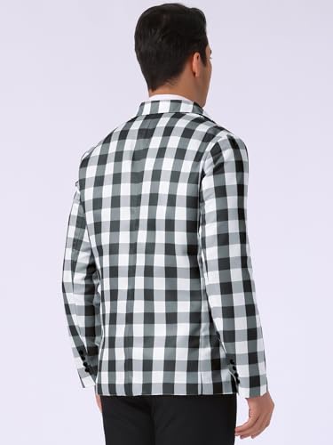 Lars Amadeus Gingham Plaid Blazer for Men's Regular Fit Contrast Color Business Suit Jacket3