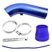 Cold Air Intake Pipe, 76mm 3 Inch Universal Performance Car Cold Air Intake Turbo Filter Aluminum Automotive Air Filter Induction Flow Hose Pipe Kit (BLUE-PIPE)