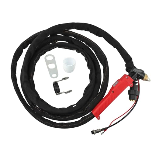EasyByMall Juego completo de soplete de corte de plasma P80 con manguera de 4 m, copa protectora, boquillas y electrodo, compatible con Pilot Arc LGK60/80/100
