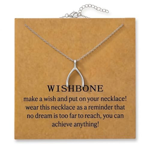 rgwtgkyh Silver Wishbone Necklace for Women Trendy Dainty Cute Simple Silver Necklace Good Luck Blessing Jewelry Gift for Best Friend Girlfriend Mom Daughter