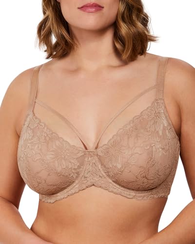 Image of HSIA Minimizer Bras for Women Full Coverage, Unlined Lace Sexy Plus Size Underwire Bra for Large Breasts