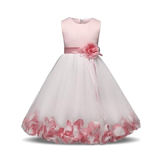 TTYAOVO Flickor Tutu kronblad båge brud bröllop blomma klänning, 239 rosa, 3-4 År