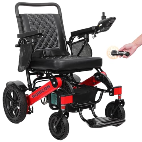 Image of Rubicon DX14 - Longest Range 30 Miles, Airline Approved Electric Wheelchair, Dual 12AH Lithium Batteries, 2x300W Motors, Leather Cushion, Foldable, Lightweight & Powerful (Model22)