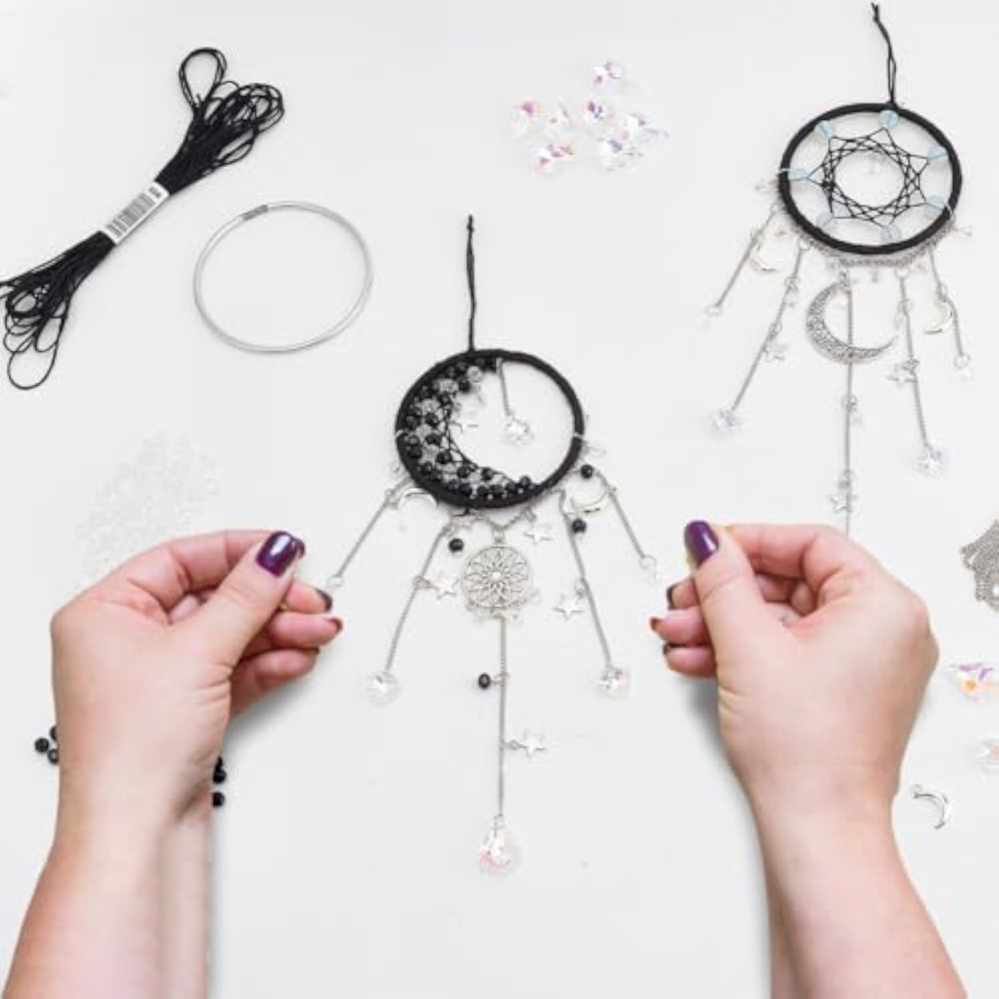 2 Sets Small Moon Star Dream Catcher Kit