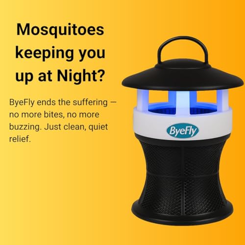 Image of Bye-Fly Electric Mosquito Trap with UV Light Insect Attractor | Silent Fan Suction Bug Trap for Home & Bedroom | 12V Electric Indoor Insect Trap | Compact Easy Clean Mosquito Control Device