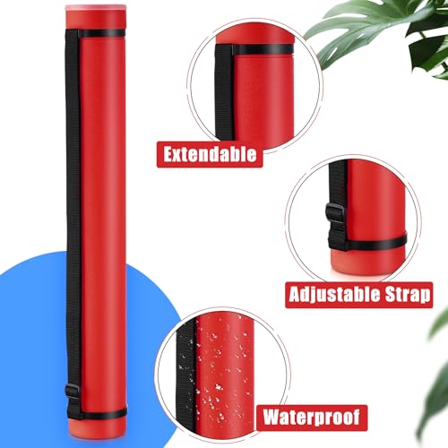 Image of Yahenda 6 Pcs Expandable Poster Tubes Bulk, 24 inch- 40 inch Extendable Blueprint Tube with Shoulder Strap Waterproof Portable Durable Round Cases for Drawing, Poster, Office Bulk Supply(Red, Blue, Black)