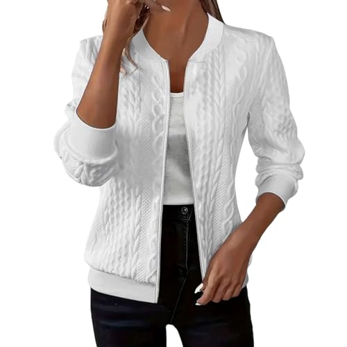 Chaqueta de jacquard elegante con cuello redondo y textura exclusiva