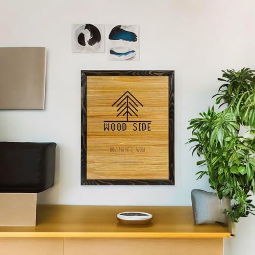 Image of Rustic Solid Wood Poster Picture Frame 18x24, Charcoal | Natural Wooden Photo Frame, Eco Distressed, Wall Mounting