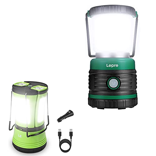 Bundle – 2 Items: LE LED Camping Lantern Rechargeable, 600LM, Detachable Flashlight & Lepro Lantern Camping Lantern, Battery Powered LED with 1500LM, 4 Light Modes