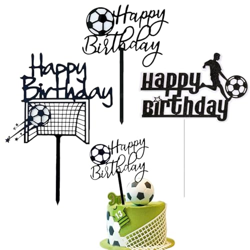 ChAusa Deco Gateau Anniversaire Acrylique Deco, Decoration Gateau Foot, Theme Foot, pour Fête et Festival Décoration Gâteau Football Enfant Garçon, Fête...