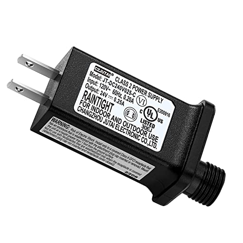 Replacement 24V 0.25A LED Transformer Model JT-DC240V025-C Class 2 Power Supply IP44 LED Light Controller Low Voltage Transformer for Halloween Christmas Holiday String Light