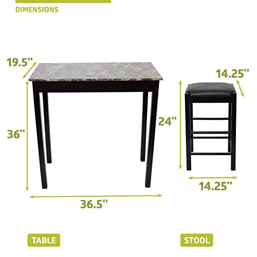 Pearington Remington High Top Counter Height Bar And Pub Table Set With 2 Chairs, Dark Espresso #TOP5