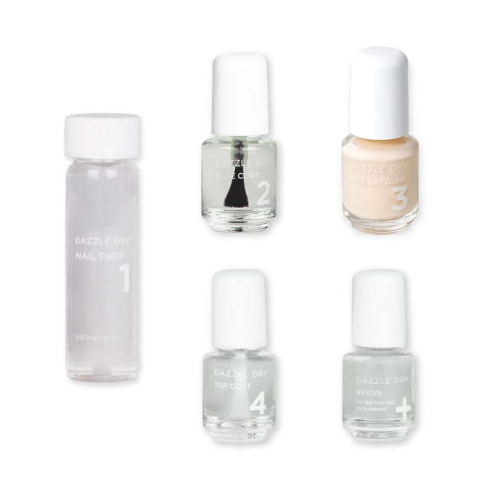 Dazzle Dry Mini Kit 4 Step System - French Vanilla, a full coverage vanilla cream. (5 Piece Kit / 5 Manicures)
