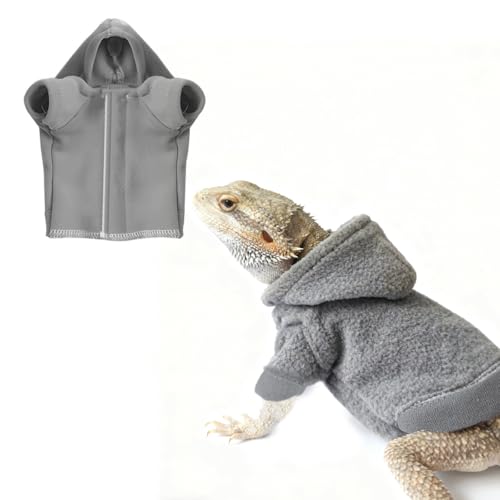 HOKABLE Lizard Clothes for Bearded Dragons Reptile Apparel Handmade Cotton Material Hoodies Gift for Lizards Bearded Dragons Crested Geckos and ChameleonsGrey
